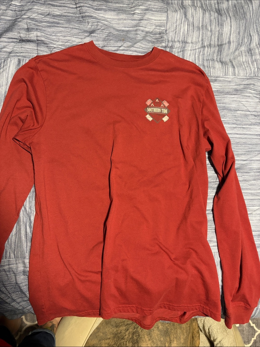 Southern Tide Men's Long-Sleeve Crewneck Shirt - Brick Red